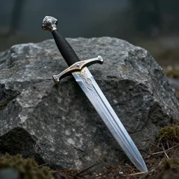 hyper detail, a sword impaled in a rock, fantasy