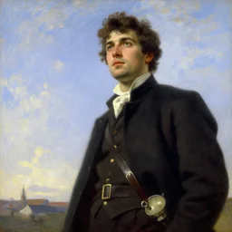 attractive male painting sky, painting by gaston bussiere, craig mullins, j. c. leyendecker