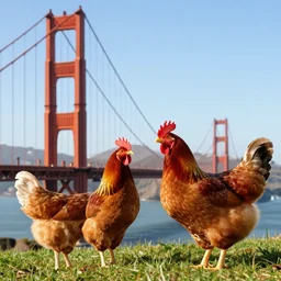 4 headed chicken on the golden gate bridge