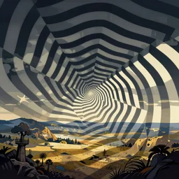 psychedelic optical illusion, vector art, illustration by frank frazetta
