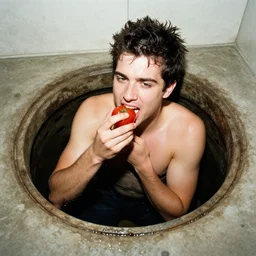 james ferraro eating tomatoes inside a sewer