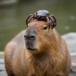 capybara with headcrab on its head