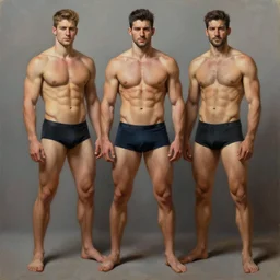 handsome men, muscle, full body, oil painting, realistic, detailed