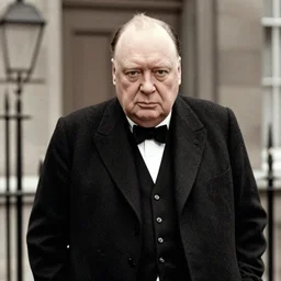 colorized photo of winston churchill