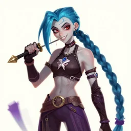 illustration of Arcane Jinx, in the style of Arcane, league of legends by Jerry Loh