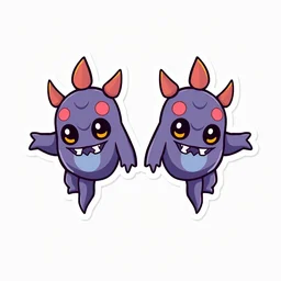 symmetrical cute monsters, vector staravia sticker art, sticker, clean background, illustration, spread sheet, cronobreaker, beeple game icon