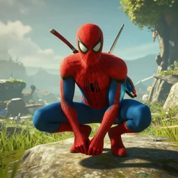 a screenshot of spiderman in Breath of The Wild