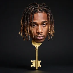 dj khalid's head on the base of a golden key