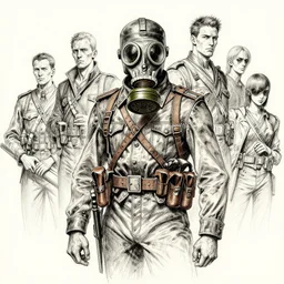 beautiful ink sketch, dieselpunk high fantasy, a ww 1 soldier in gasmask wwi, by chris riddell, ilya kuvshinov, wlop, krenz kushart, boris vallejo, ayami kojima and ayami kojima