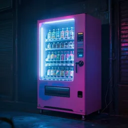 a vending machine dimly neon lighting a dark alley, futuristic, cyber, sci - fi, volumetric light, foggy atmosphere, artstation, highly detailed, sharp focus, digital art, trending