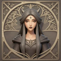 masterpiece symmetrical centered bust-view portrait, Maya Ali as D&D sorcerer, single head, Neo-Gothic, Art Nouveau style, cell shaded, wizard robe, fantasy, delicate, elegant, in the style of Moebius  ROSSDRAWS and Alphonse Mucha and Ayami Kojima, tarot card style, rich bright colours