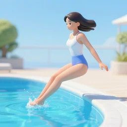 a android female jumped in a pool, 4 k hd
