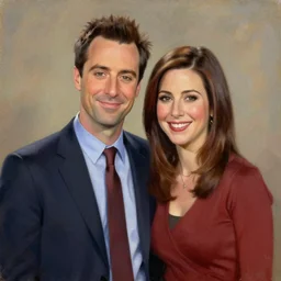 portrait painting of jim halpert and pam beesly, happy couple, in the style of gil elvgren