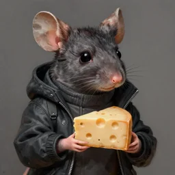 a portrait of an anthropomorphic cyberpunk mouse holding a cheese, cyberpunk!, fantasy, elegant, digital painting, artstation, concept art, matte, sharp focus, illustration, art by josan gonzalez