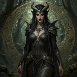 demoness, female, tabaxi, forest, d & d, fantasy, intricate, elegant, highly detailed, digital painting, artstation, octane render, concept art, matte, sharp focus, illustration, hearthstone, art by artgerm and greg rutkowski and alphonse mucha
