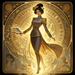 a digital concept ar by artgerm and greg rutkowski and alphonse mucha. clear portrait of a lonely attractive woman in uniform of tang dynasty!! tang dynasty book, light effect. hyper detailed, character concept, full body!! dynamic pose, glowing lights!! intricate, elegant, highly detailed, digital painting, artstation, concept art, smooth, sharp focus, illustration