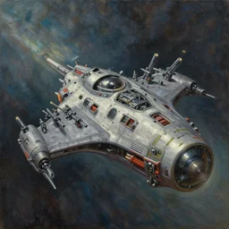 classical oil painting of a sidescrolling shooter spaceship with lots of tiny guns, ambient light, hyperrealism, fine detail, 8 k, fantasy, trending on artstation, stylistic, brush strokes, oil, canvas, by kawacy and makoto shinkai