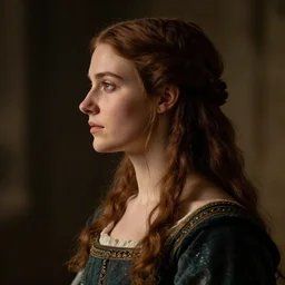 “portrait, profile of a beautiful young Celtic woman, dramatic lighting, cinematic, establishing shot, extremely high detail, renaissance painting”