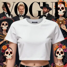 vogue magazine, mexican day of the dead, anime, trending on artstation, greg rutkowski, john singer sargent, crop top, intricate