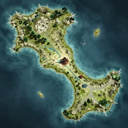 a fantasy map of a large archipelago, 8 k