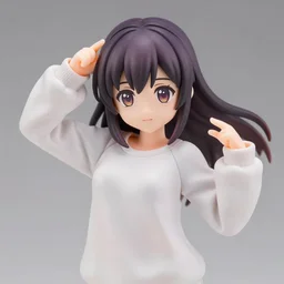 complete figure of apple wearing a comfy blouse, personification, tsurime eyes, tareme eyes, eyes by kon satoshi, ^. ^ eyes, dynamic pose, amiami, aniplex, kotobukiya, beautiful composition, 4 5 mm lens, focal length 2, hdr