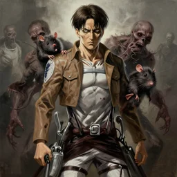 realistic portrait beautiful painting from attack of titan live action movie, when titan mutate into a zombie rat. horror, created by gustave courbet.