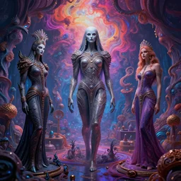 a psychedelic realm fading into a chromatic void, in the style of h. r. giger and greg rutkowski and amanda sage, lush, sumptuous, exquisite, elegant, elaborate, rich, ray traced, global illumination, artstation