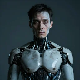 cyborg shade the changing man, realistic photo, unsettling