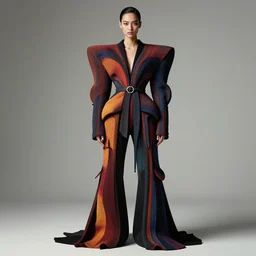 full body portrait of model, in an outfit made by balenciaga, photo by greg rutkowski, high fashion, androgyn beauty, intricate detail, elegance, sharp shapes, soft lighting, vibrant colors, masterpiece