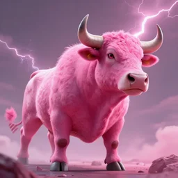 bull volume sky concept art pink hyper realistic epic cinematic lightning
