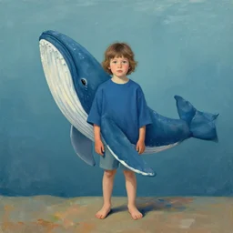 a kid dressed as a whale, in the style of jean laura scott
