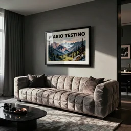 an elegant room with modern furniture and a quilted sofart by mario testino