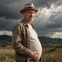 a pregnant walter white, concept art, photography, arstation, hyperrealistic, realism