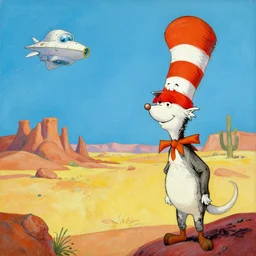 Arizona desert landscape in the style of Dr. Seuss, starships, painting by Ralph McQuarrie