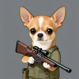 caricature of a chihuahua holding a sniper