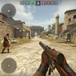 screenshot from FPS game set in Ancient Rome, detailed, 4K