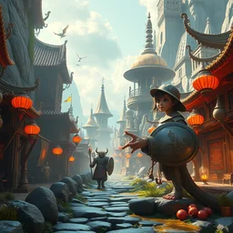 by beatriz bradaschii and danny ingrassia, visually stunning, cinematic, ultra realistic, hyper realism, 1 2 k, epic, octane render, unreal engine, vfx, maya, wee whelp : dragon egg, alley armorsmith : shieldmaiden, a statue of filet mignon : accordion city, the shroomsical world 🙏❤🍄⚡ : gargantuan disappointment of crying souls