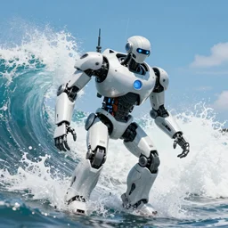 big cyborg on a wave