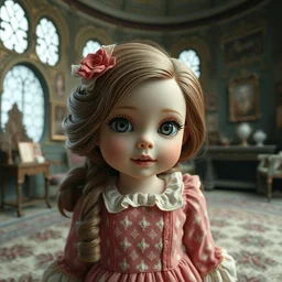 theresa russell as a mark ryden doll, detailed digital art, trending on artstation, depth of field, detailed and intricate environment, 8 k resolution, hyperrealistic, octane render