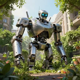 overgrown london taken over by robots, highly detailed, 4k, HDR, award-winning, artstation, octane render