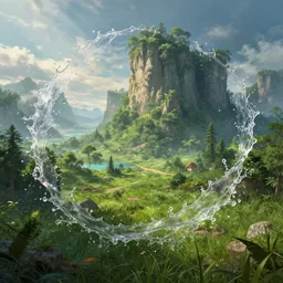 landscape nature splash art graphic design art, fantasy, highly detailed, art by greg rutkowski