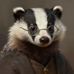 a detailed portrait of a badger libraria with old glasses, by justin gerard and greg rutkowski, digital art, realistic painting, dnd, dungeons & dragons, character design, trending on artstation