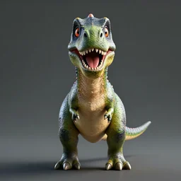 a portrait of a dinosaur, octane renderer, symmetrical central composition, very cartoon, shape focus, high detailed