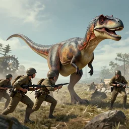 Velociraptor helping allied soldiers in WWII
