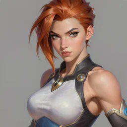portrait painting of beautiful thick elegant muscular zarya from overwatch, sharp focus, award - winning, beautiful eyes, perfect eyes, trending on artstation, masterpiece, highly detailed, intricate. art by josan gonzales and moebius and deathburger