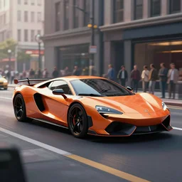 sport car in a city, on the street. design by bradbuilds. style by simon bisley, ismail inceoglu, wadim kashin, filip hodas, benedick bana, and andrew atroshenko.