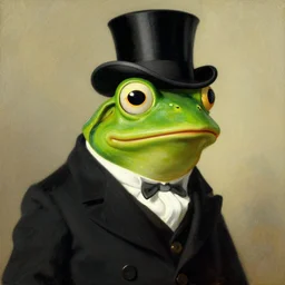 pepe the frog at the royal ascot, wearing morning suit and top hat, uncropped painting by Joseph Christian Leyendecker