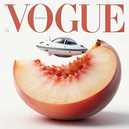 vogue magazine, elle magazine, inside a large fruit peach slice, a spaceship, ilya kuvshinov, greg rutkowski, john singer sargent, anime, trending on artstation, intricate