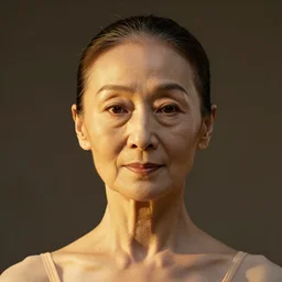 stunningly robust, elderly chinese prima ballerina in studio, symmetrical face, golden hour, smooth, focus, highly detailed, hyper realistic, dramatic lighting, elegant, intricate, concept art, art by wlop, mars ravelo, greg rutowski, artstation