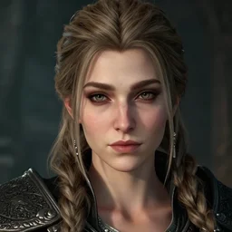 selfie of lisette the bard of the winking skeever, skyrim, fine detailed face, enb, ks hairdo, stunning 3 d render inspired art by greg rutkowski and xiang duan and thomas eakes, realistic, highly detailed attributes and atmosphere, dim volumetric cinematic lighting, 8 k octane detailed render, post - processing, masterpiece